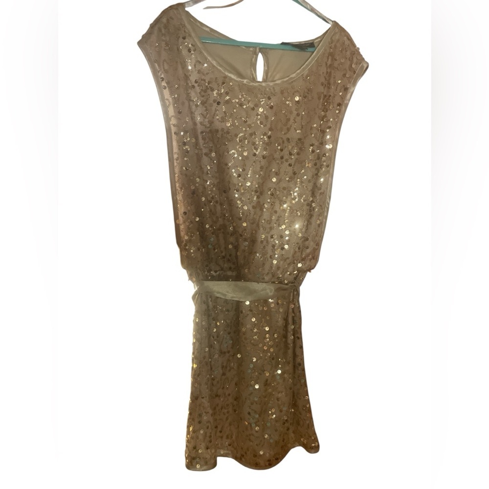 My Michelle Girls Gold Sequin Party Dress Size 10 Formal Flower Girl Holiday - Picture 3 of 10